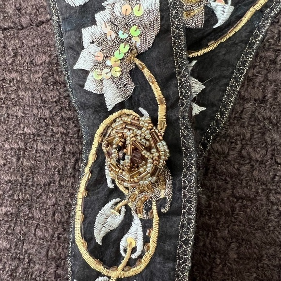 Alberto Makali Brown Wool Blend Beaded Embellished Bell Sleeve Jacket Blazer - Picture 8 of 12